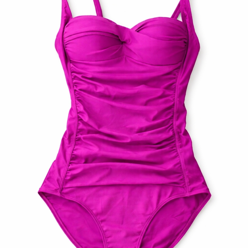 Betsey Johnson Fuchsia One Piece Slimming Flattering Swimsuit Medium